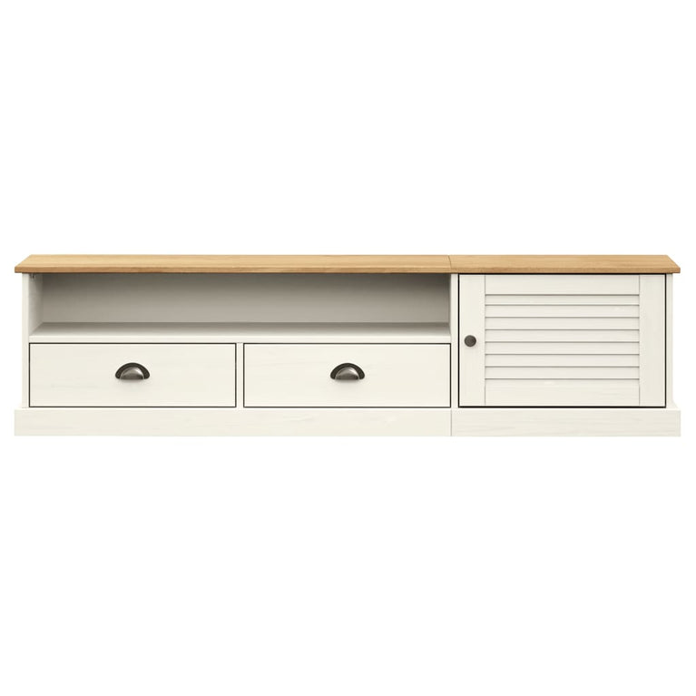 Tv-meubel VIGO 156x40x40 cm massief grenenhout wit MeubelReus
