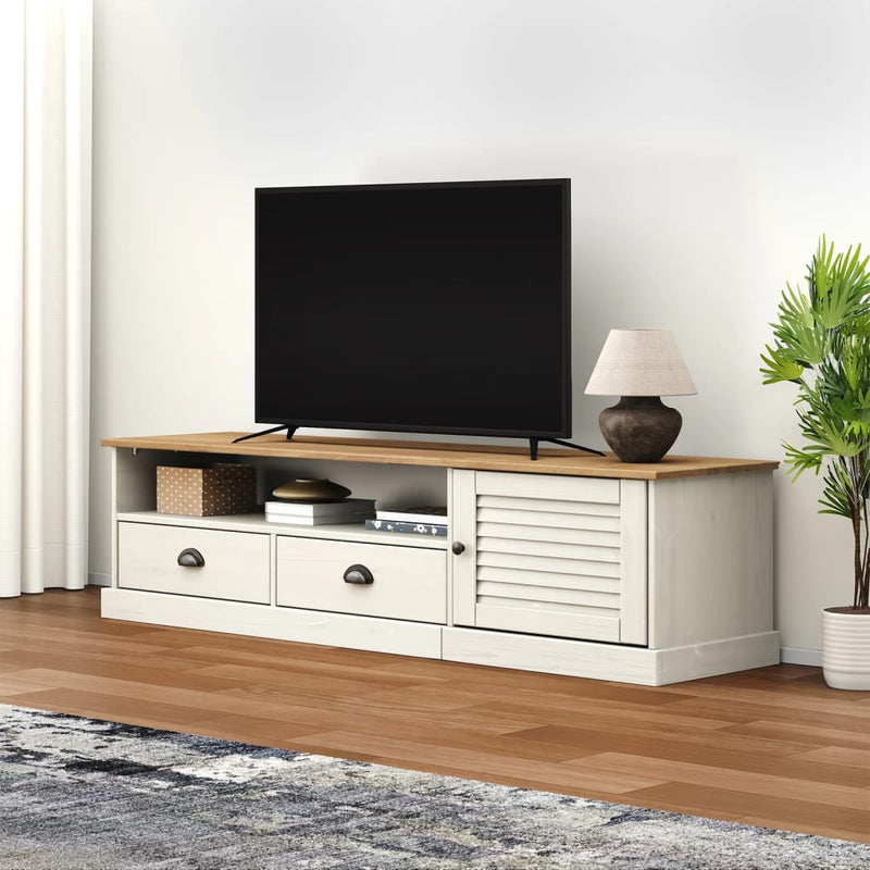 Tv-meubel VIGO 156x40x40 cm massief grenenhout wit MeubelReus
