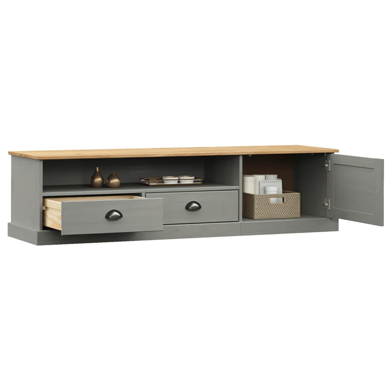 Tv-meubel VIGO 156x40x40 cm massief grenenhout grijs MeubelReus