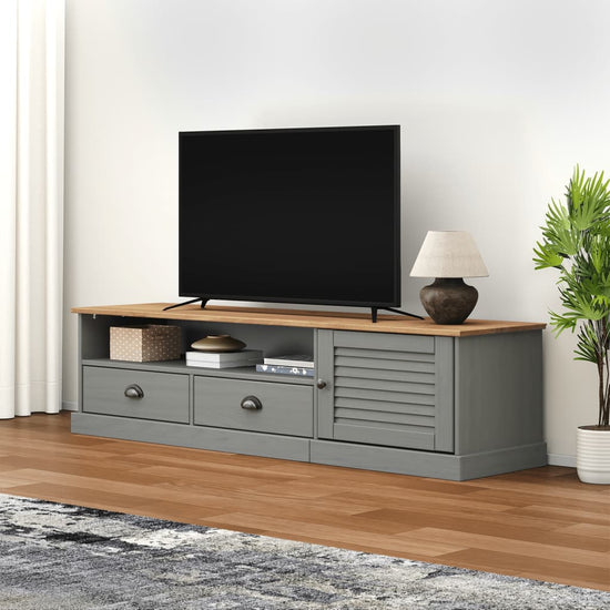 Tv-meubel VIGO 156x40x40 cm massief grenenhout grijs MeubelReus