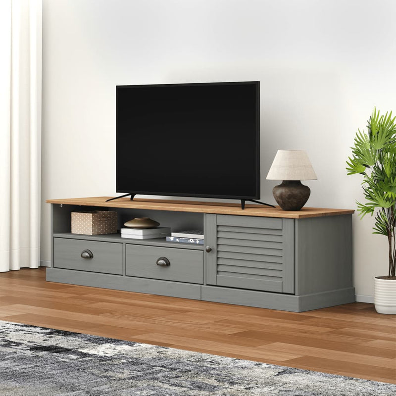 Tv-meubel VIGO 156x40x40 cm massief grenenhout grijs MeubelReus