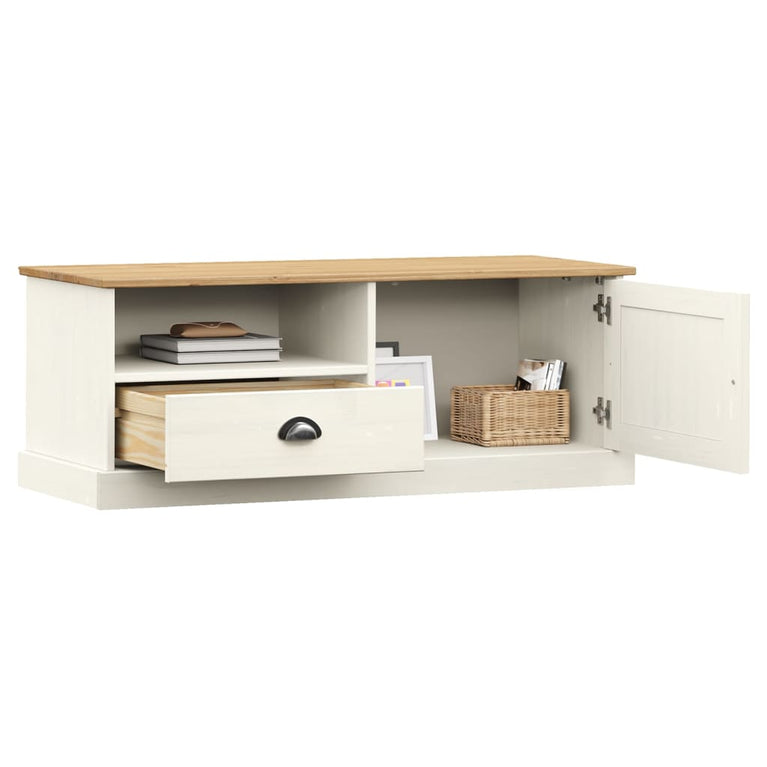 Tv-meubel VIGO 106x40x40 cm massief grenenhout wit MeubelReus