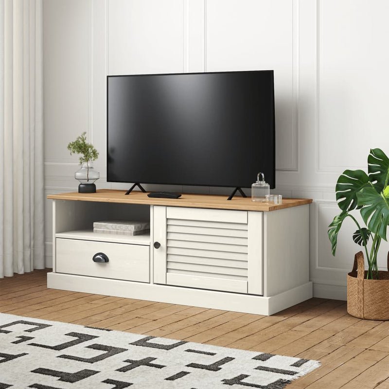 Tv-meubel VIGO 106x40x40 cm massief grenenhout wit MeubelReus