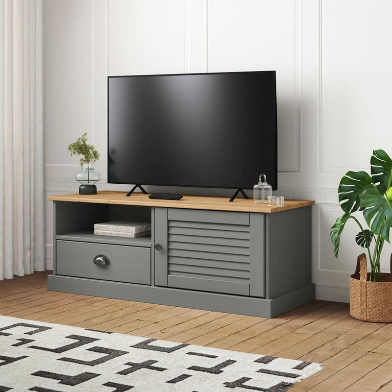 Tv-meubel VIGO 106x40x40 cm massief grenenhout grijs MeubelReus