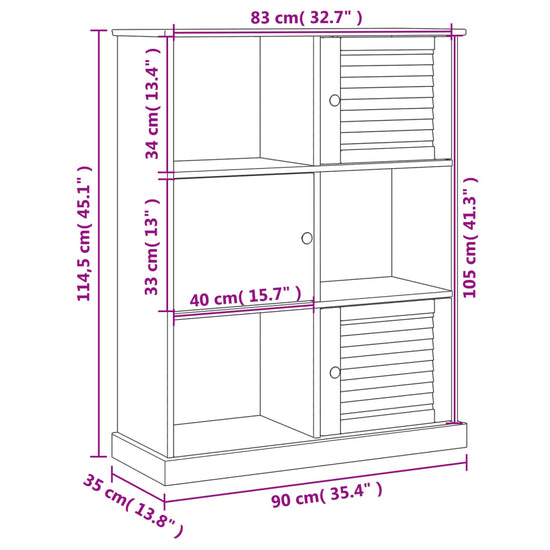 Boekenkast VIGO 90x35x114,5 cm massief grenenhout MeubelReus