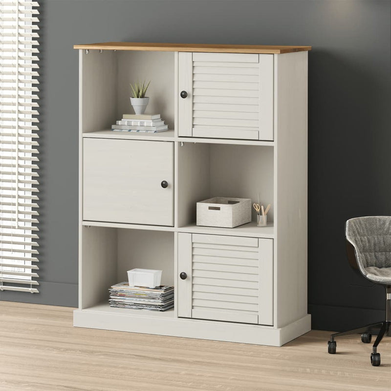 Boekenkast VIGO 90x35x114,5 cm massief grenenhout wit MeubelReus