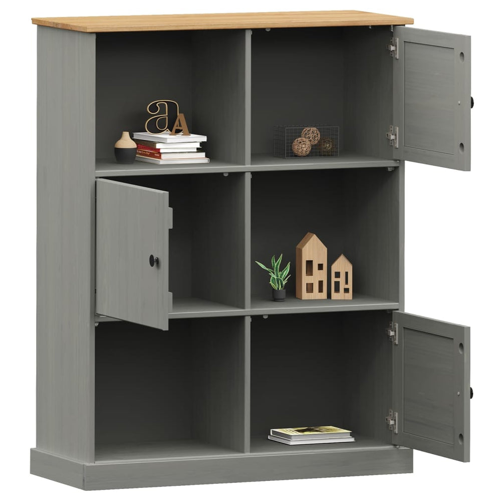 Boekenkast VIGO 90x35x114,5 cm massief grenenhout grijs MeubelReus