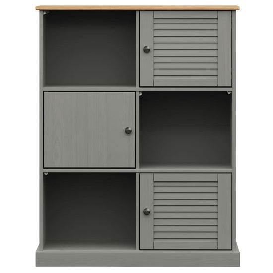 Boekenkast VIGO 90x35x114,5 cm massief grenenhout grijs MeubelReus