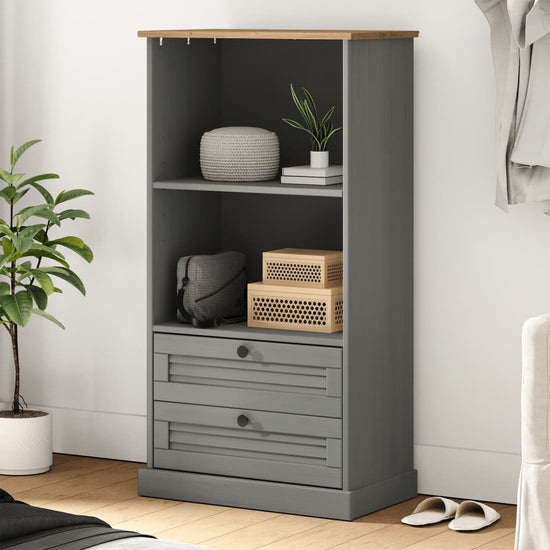 Boekenkast VIGO 60x35x114,5 cm massief grenenhout grijs MeubelReus