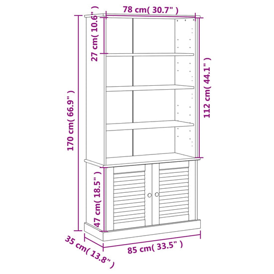 Boekenkast VIGO 85x35x170 cm massief grenenhout wit MeubelReus