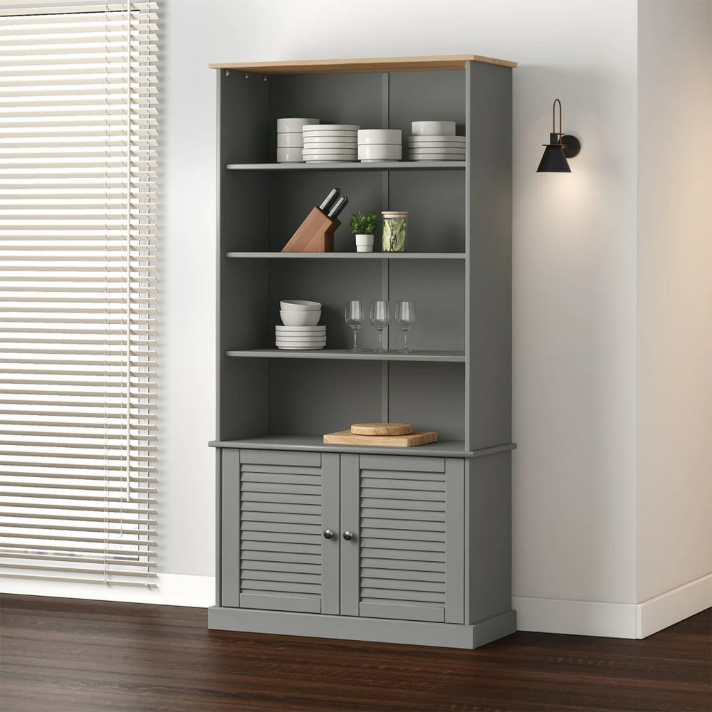 Boekenkast VIGO 85x35x170 cm massief grenenhout grijs MeubelReus