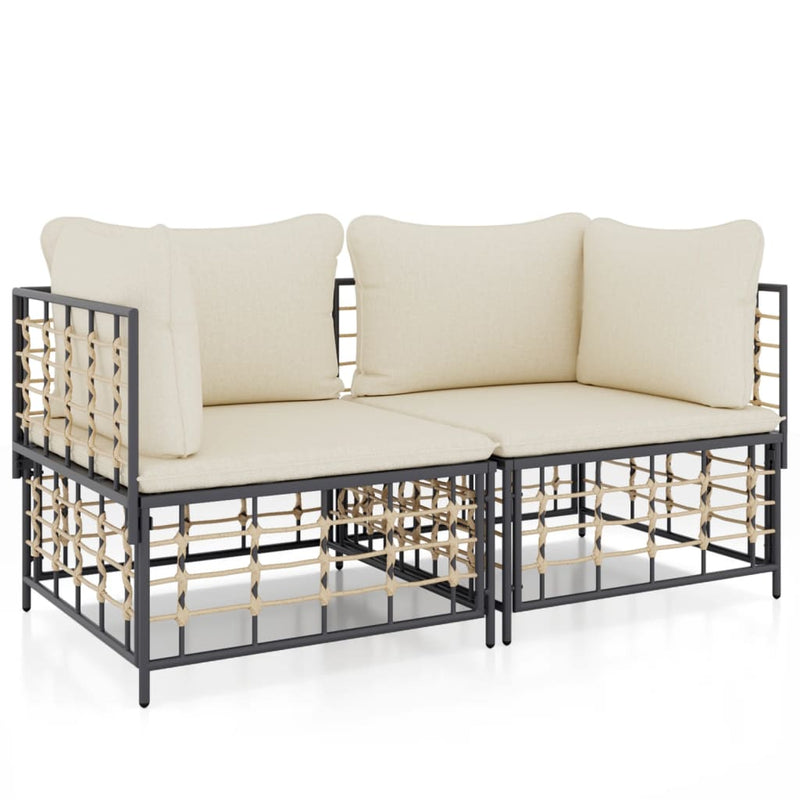 Hoekbanken sectioneel met kussens 2 st poly rattan MeubelReus