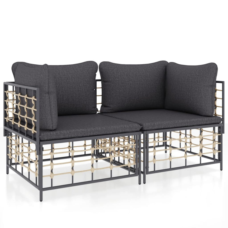Hoekbanken sectioneel met kussens 2 st poly rattan MeubelReus