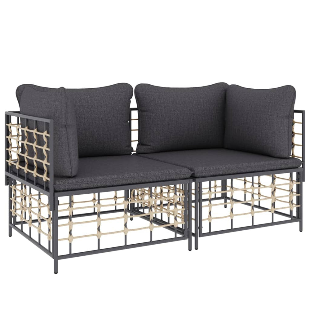 Hoekbanken sectioneel met kussens 2 st poly rattan MeubelReus