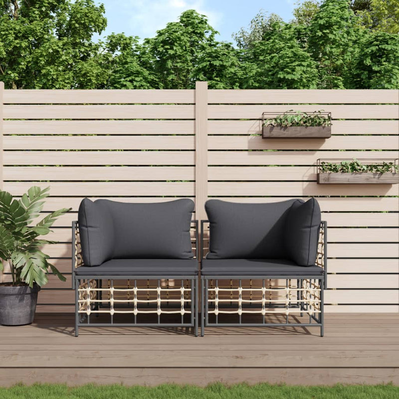 Hoekbanken sectioneel met kussens 2 st poly rattan MeubelReus