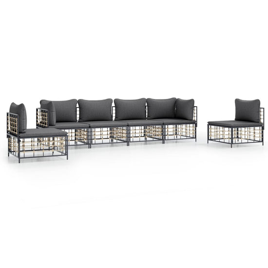 6-delige Loungeset met kussens poly rattan antracietkleurig MeubelReus