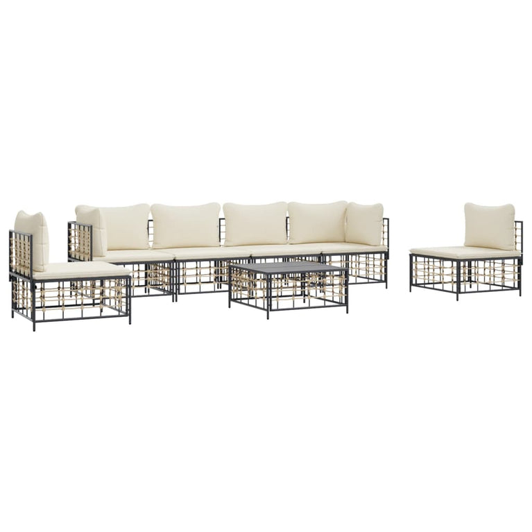 7-delige Loungeset met kussens poly rattan antracietkleurig MeubelReus