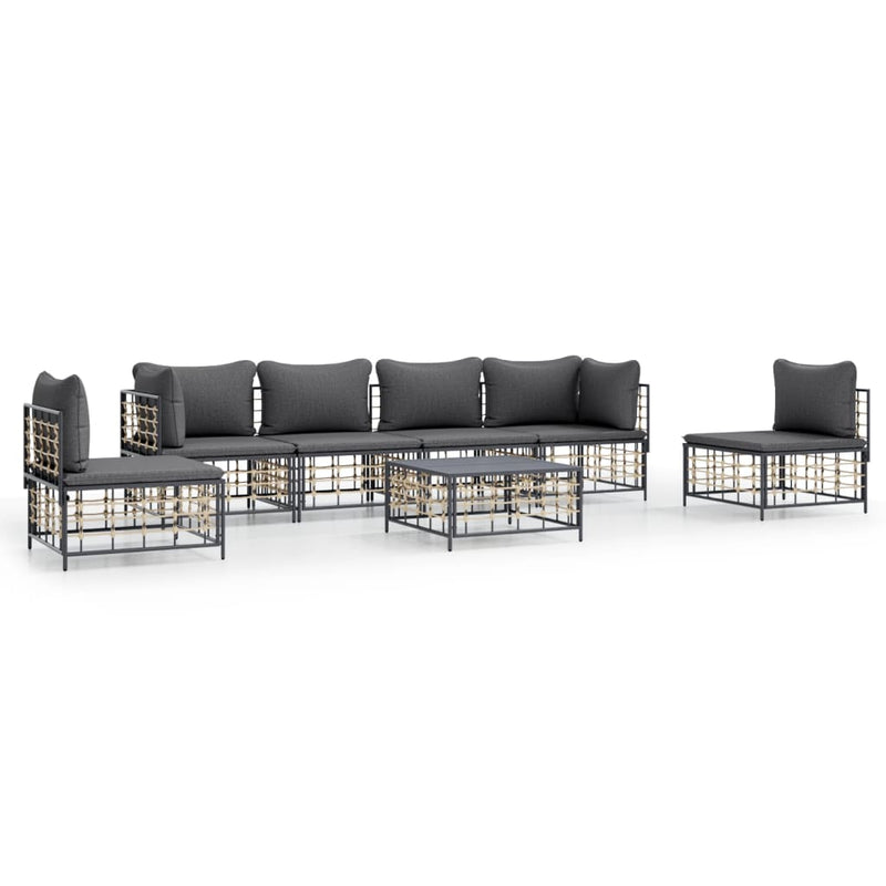 7-delige Loungeset met kussens poly rattan antracietkleurig MeubelReus