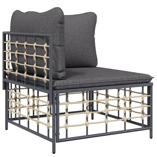 4-delige Loungeset met kussens poly rattan antracietkleurig MeubelReus
