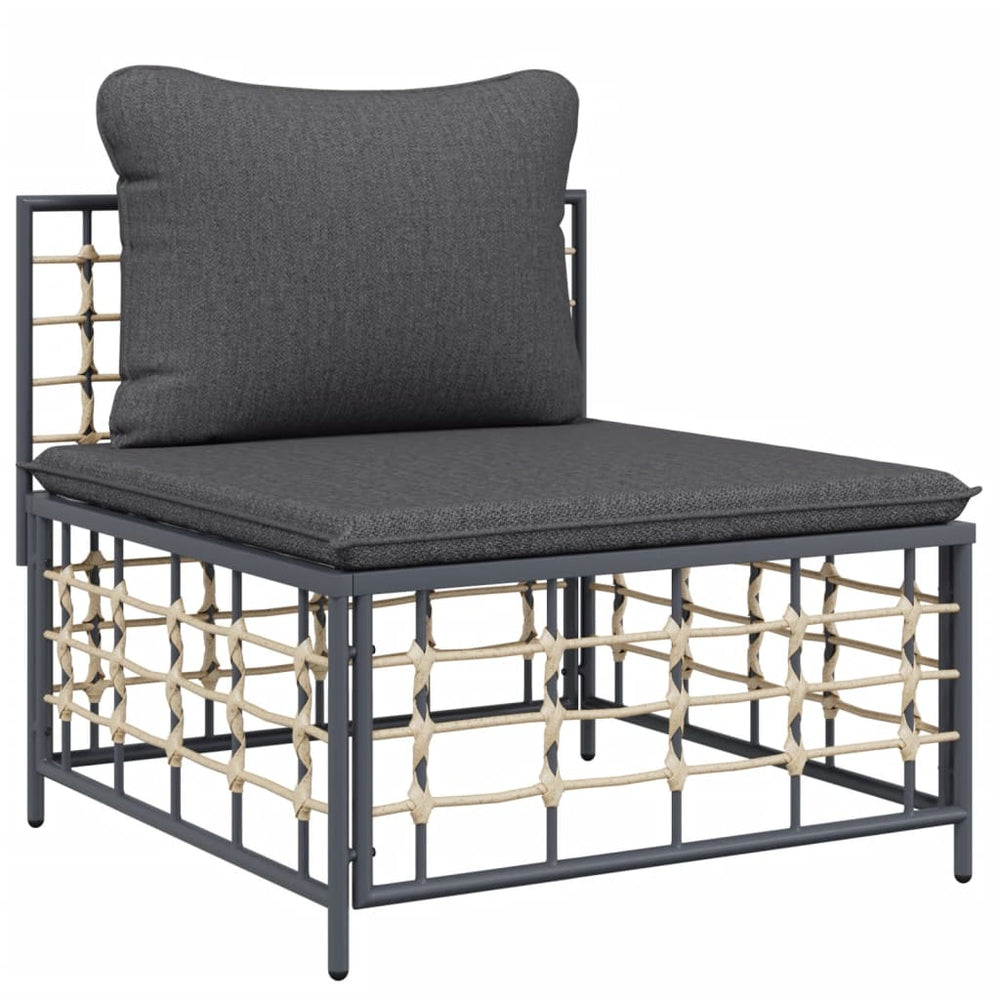 4-delige Loungeset met kussens poly rattan antracietkleurig MeubelReus
