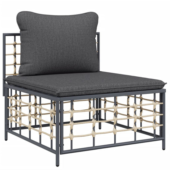 4-delige Loungeset met kussens poly rattan antracietkleurig MeubelReus