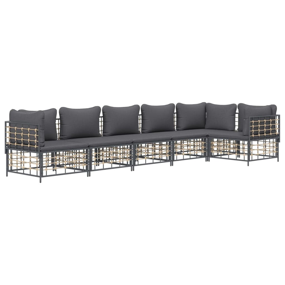 6-delige Loungeset met kussens poly rattan antracietkleurig MeubelReus
