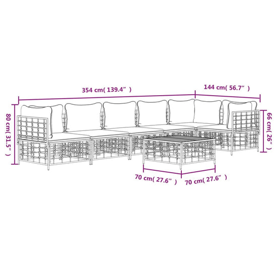 7-delige Loungeset met kussens poly rattan antracietkleurig MeubelReus