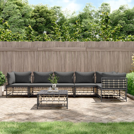 7-delige Loungeset met kussens poly rattan antracietkleurig MeubelReus