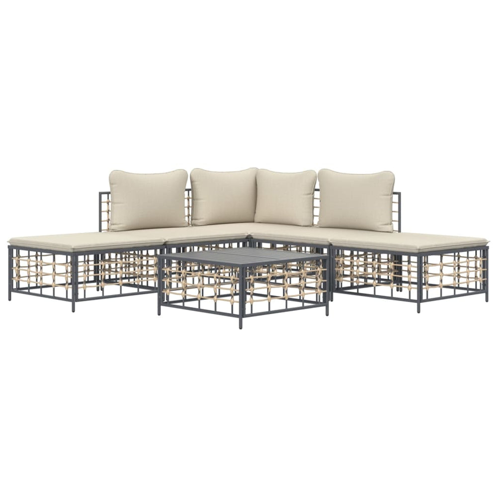 6-delige Loungeset met kussens poly rattan antracietkleurig MeubelReus