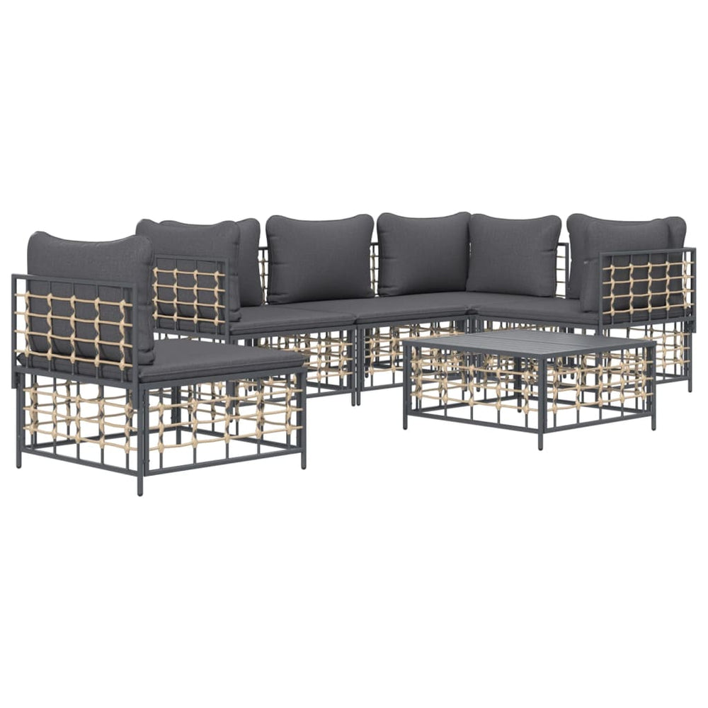 6-delige Loungeset met kussens poly rattan antracietkleurig MeubelReus