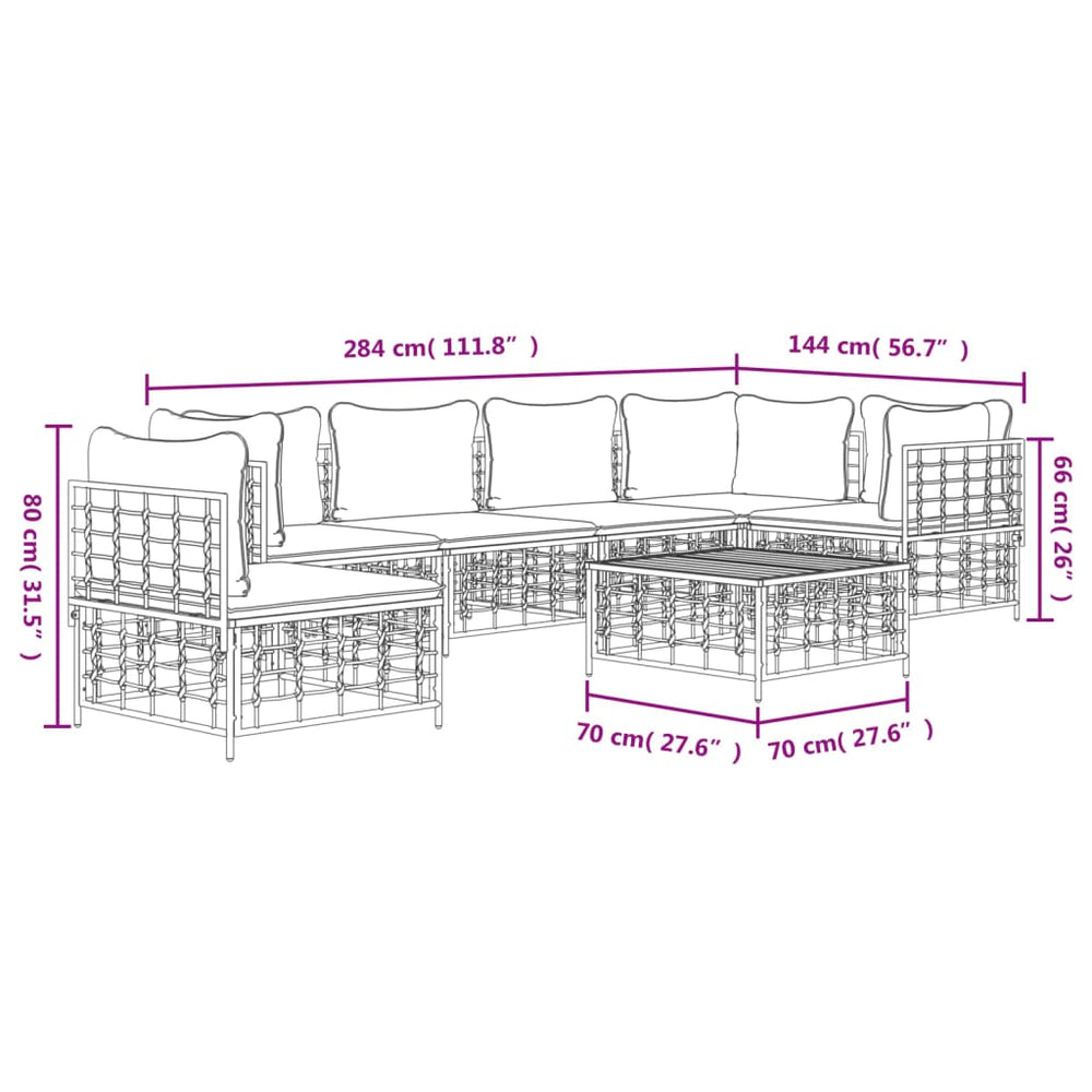 7-delige Loungeset met kussens poly rattan antracietkleurig MeubelReus