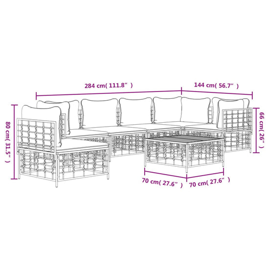 7-delige Loungeset met kussens poly rattan antracietkleurig MeubelReus