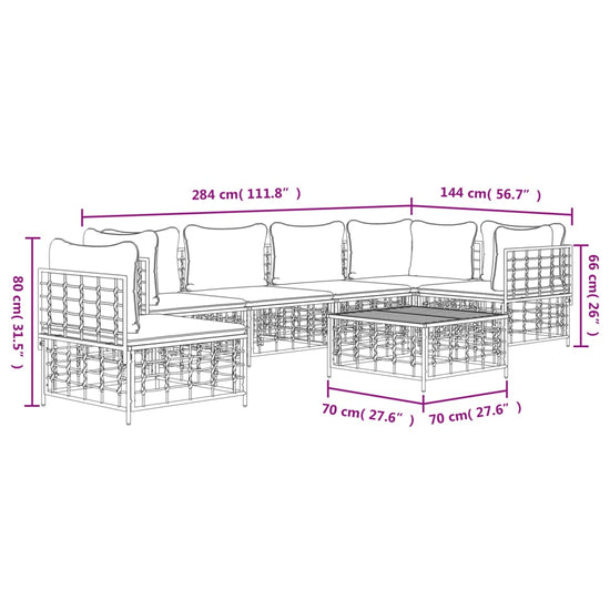 7-delige Loungeset met kussens poly rattan antracietkleurig MeubelReus