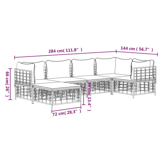 6-delige Loungeset met kussens poly rattan antracietkleurig MeubelReus