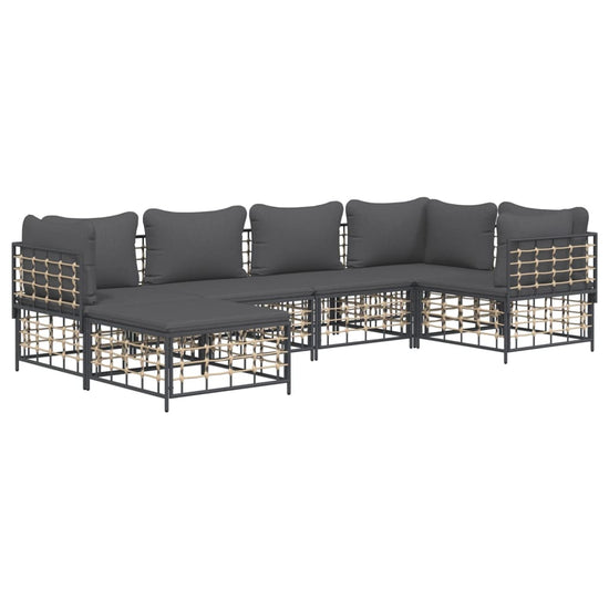 6-delige Loungeset met kussens poly rattan antracietkleurig MeubelReus