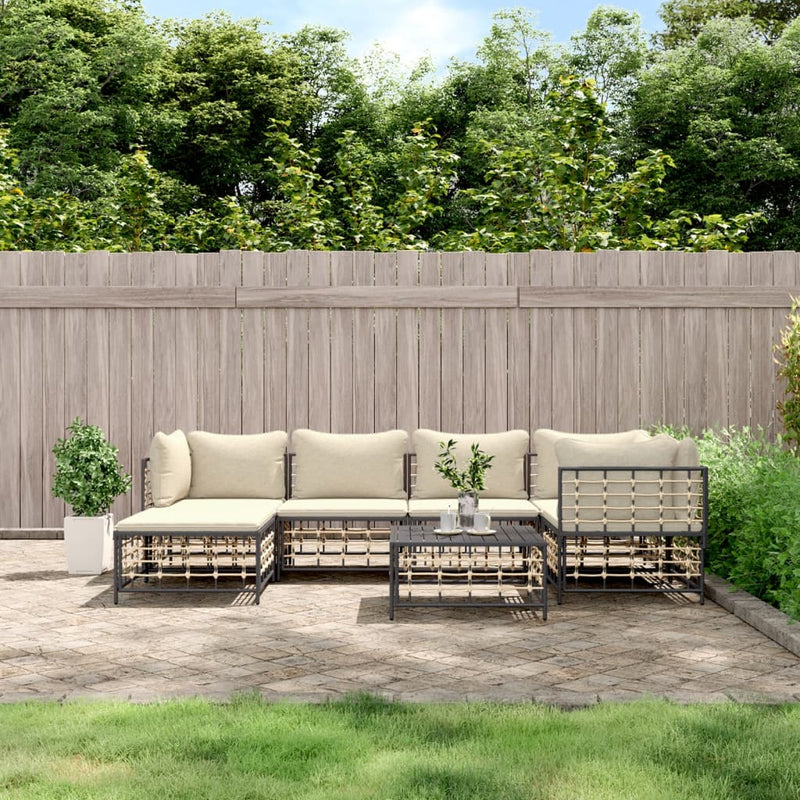 7-delige Loungeset met kussens poly rattan antracietkleurig MeubelReus
