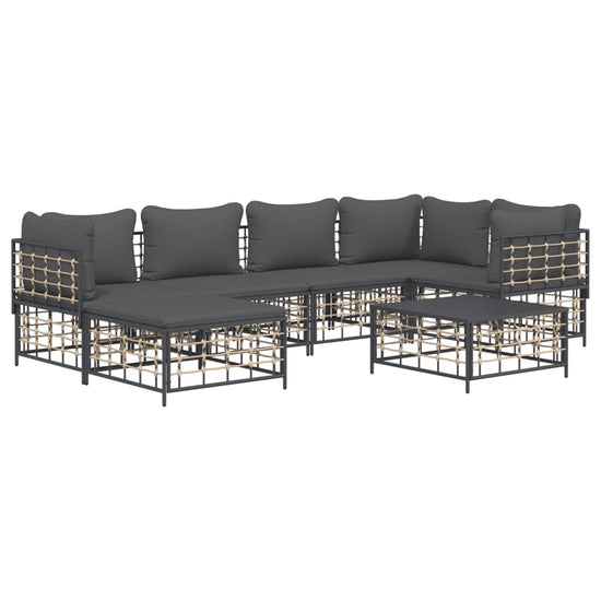 7-delige Loungeset met kussens poly rattan antracietkleurig MeubelReus