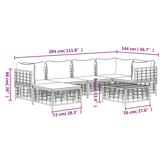7-delige Loungeset met kussens poly rattan antracietkleurig MeubelReus