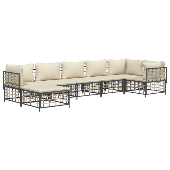 7-delige Loungeset met kussens poly rattan antracietkleurig MeubelReus