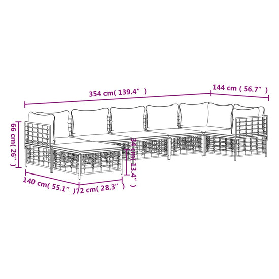 7-delige Loungeset met kussens poly rattan antracietkleurig MeubelReus