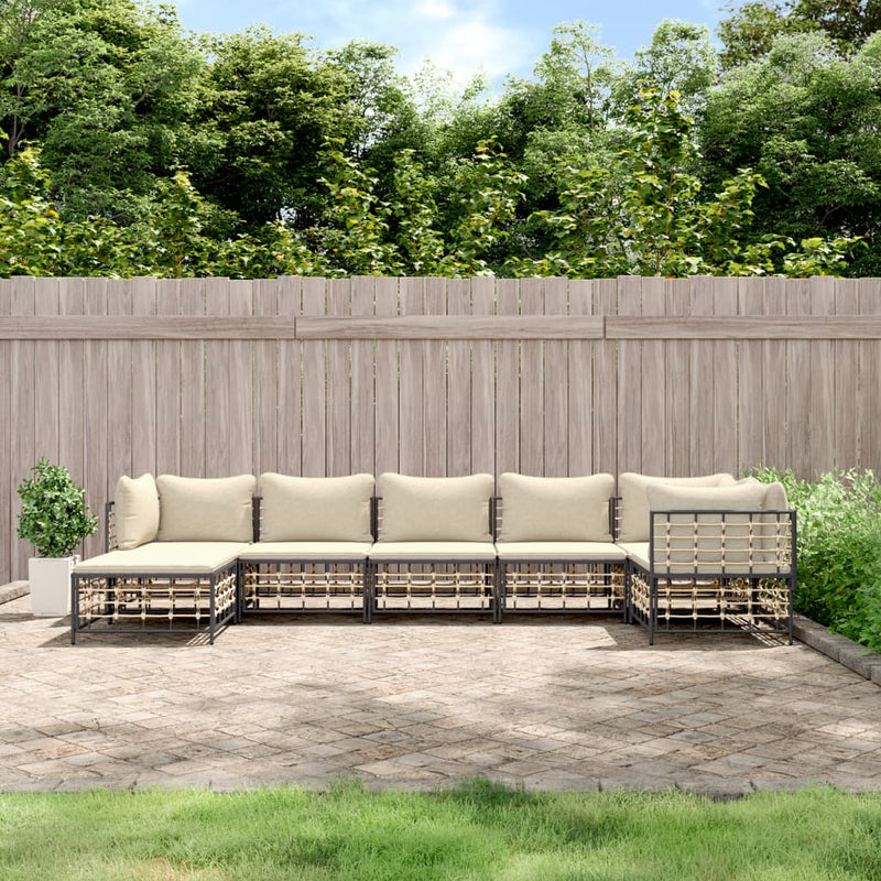 7-delige Loungeset met kussens poly rattan antracietkleurig MeubelReus