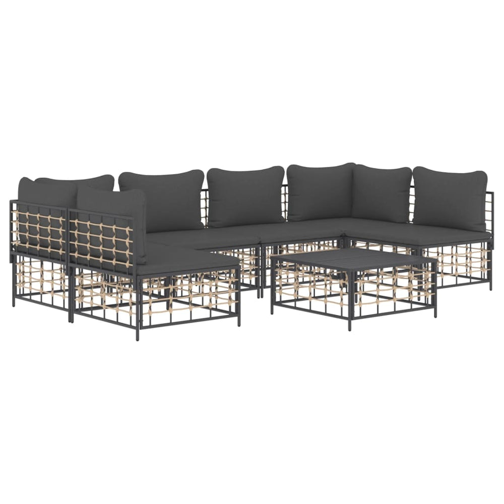 7-delige Loungeset met kussens poly rattan antracietkleurig MeubelReus