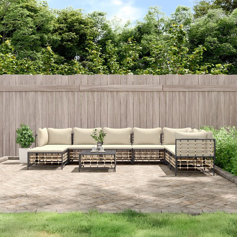 9-delige Loungeset met kussens poly rattan antracietkleurig MeubelReus