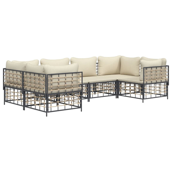 6-delige Loungeset met kussens poly rattan antracietkleurig MeubelReus