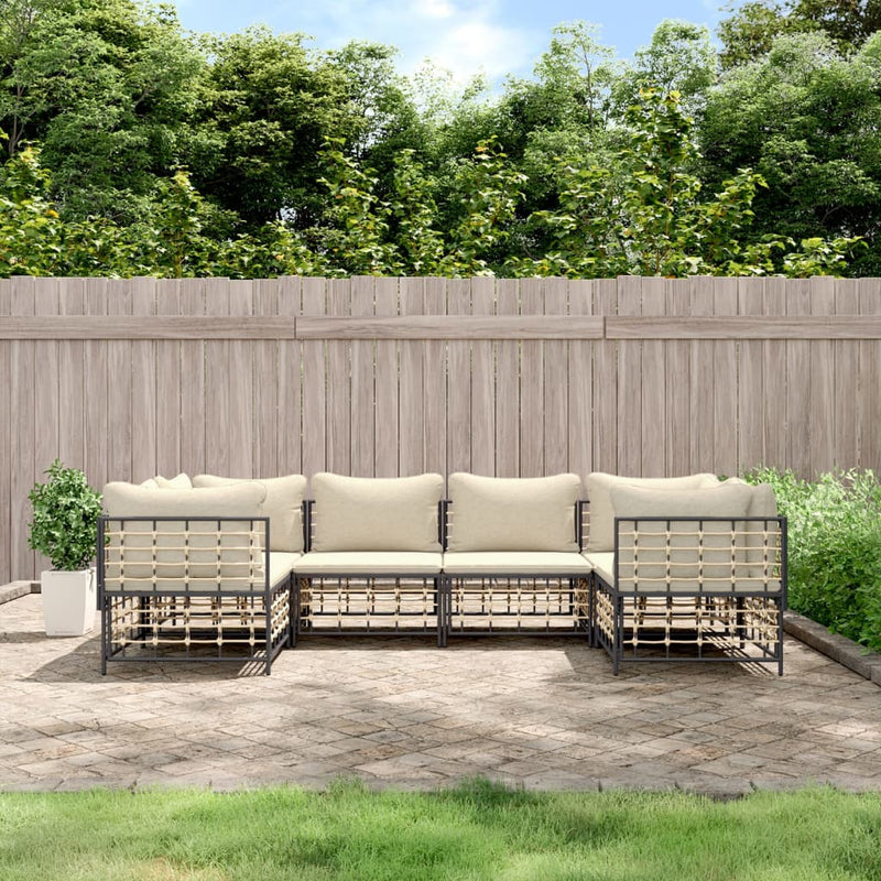 6-delige Loungeset met kussens poly rattan antracietkleurig MeubelReus