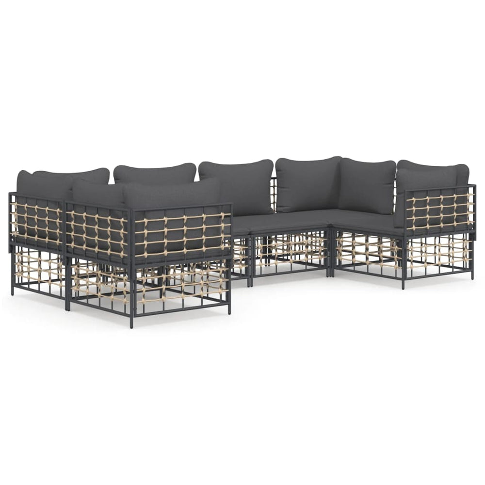 6-delige Loungeset met kussens poly rattan antracietkleurig MeubelReus