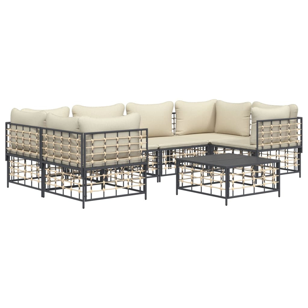 7-delige Loungeset met kussens poly rattan antracietkleurig MeubelReus
