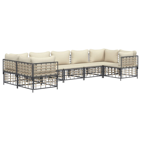 7-delige Loungeset met kussens poly rattan antracietkleurig MeubelReus