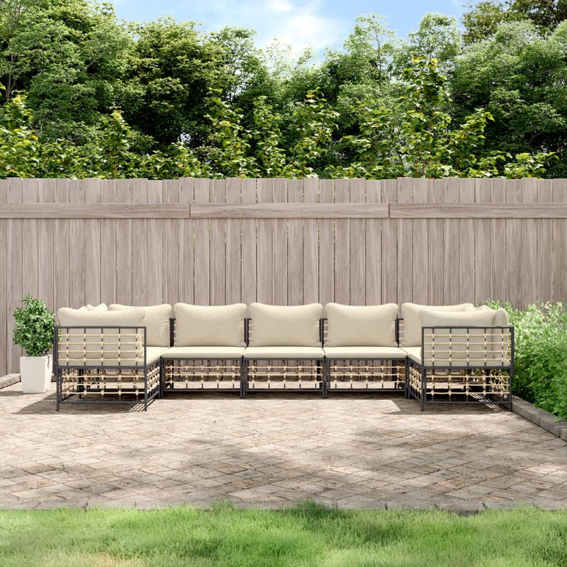 7-delige Loungeset met kussens poly rattan antracietkleurig MeubelReus