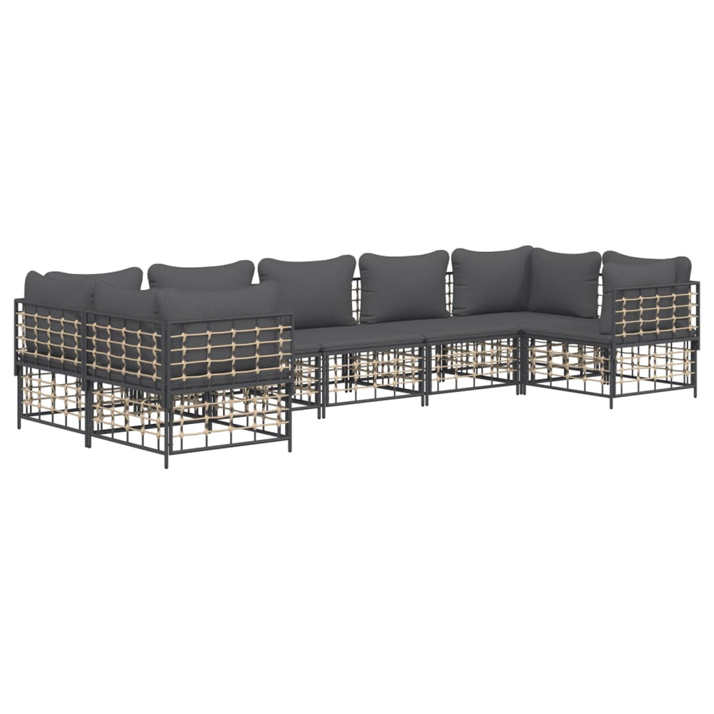 7-delige Loungeset met kussens poly rattan antracietkleurig MeubelReus